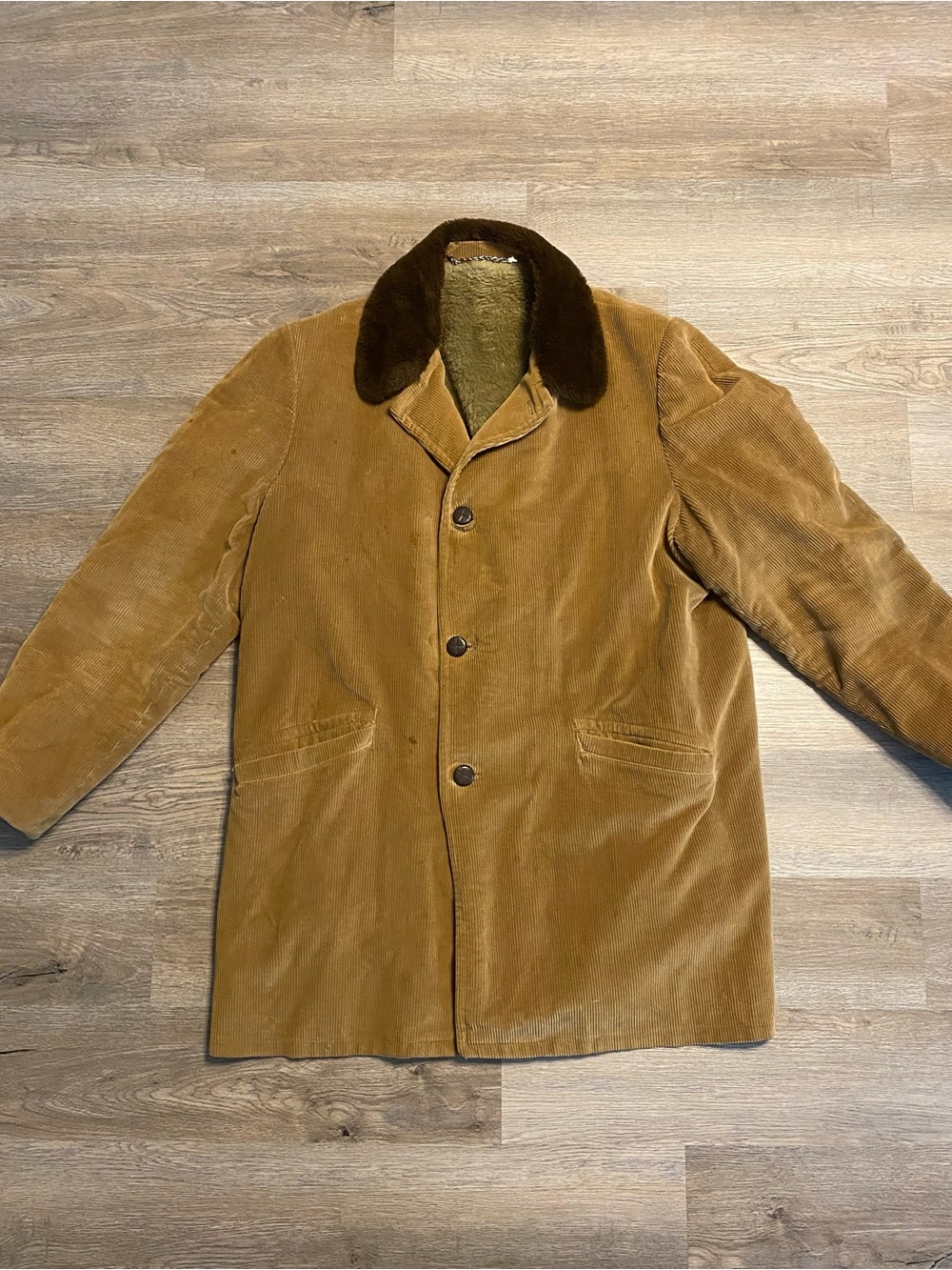 Vintage 50s/60s Great Western Corduroy Ranch Coat Size 46L XL Tall Borg Read